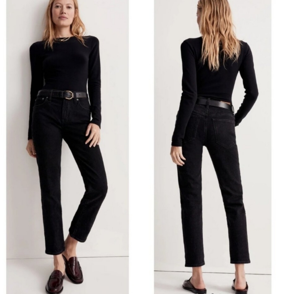 Madewell Mid Rise Perfect Vintage Jeans in Clean Black Wash, 28